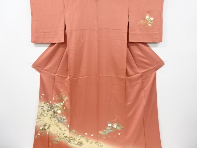 JAPANESE KIMONO / VINTAGE HOMONGI / EMBROIDERY / AUTUMN FLOWERS & PEONY